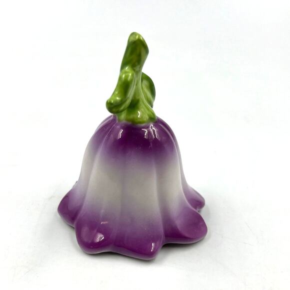 Vintage Small Mini Glazed Porcelain Delicate Bell Purple Morning Glory Flower - Picture 5 of 9